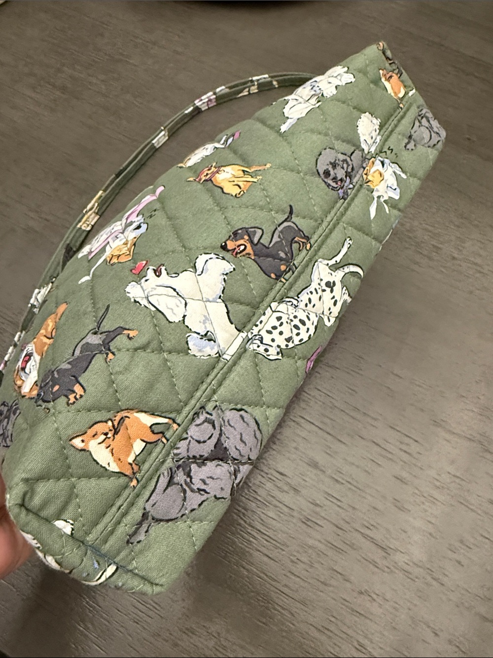 Vera Bradley Quilted Olive Dog Print Shoulder Bag - Picture 5 of 13